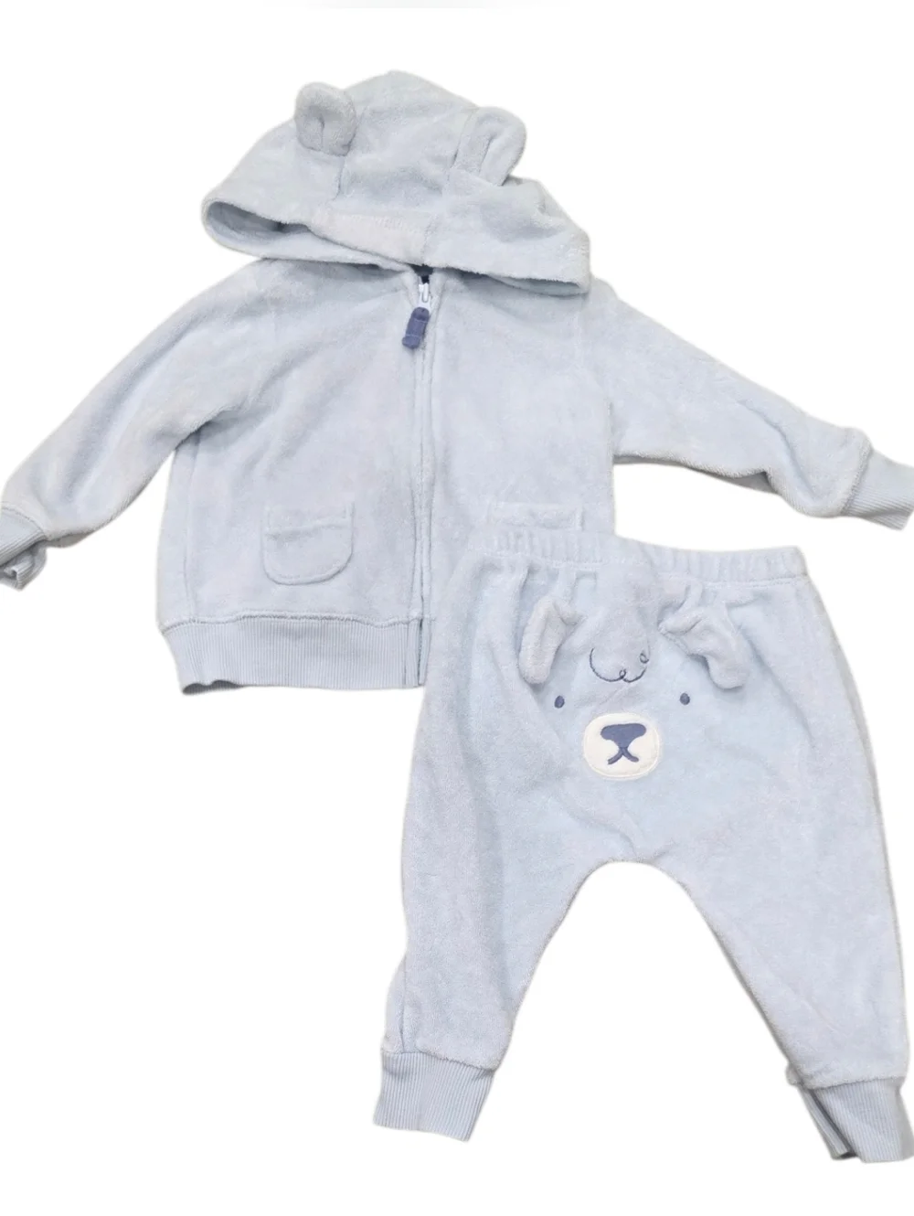 Carter's Light Blue Terry Hooded Bear Athletic Set 6 Months